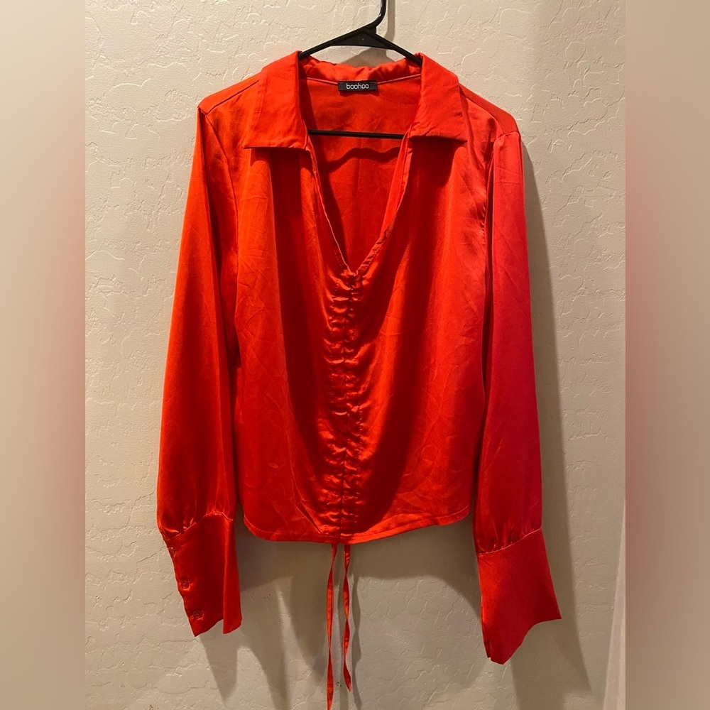 Red Ruched Blouse